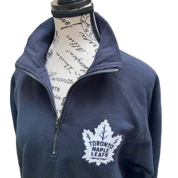 47 Brand Toronto Maple Leafs Blue Half Zip Sweatshirt Unisex Size S - Picture 4 of 8